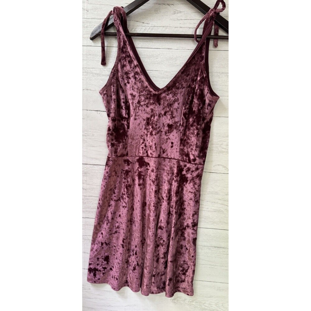 LA Hearts Dress Pink Crushed Velvet XS Tie Straps V-neck Mini Fit & Flare - Picture 8 of 8